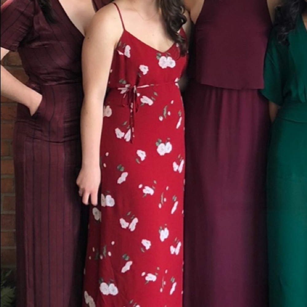 Red floral reformation maxi dress